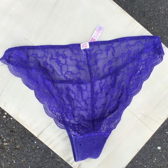 4 pair Victoria Secret Blue Purple set lace OS - Picture 6 of 11